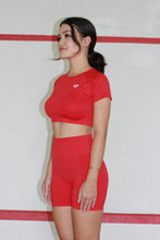 Load image into Gallery viewer, Driven in Fiery Red Scrunch Shorts SET